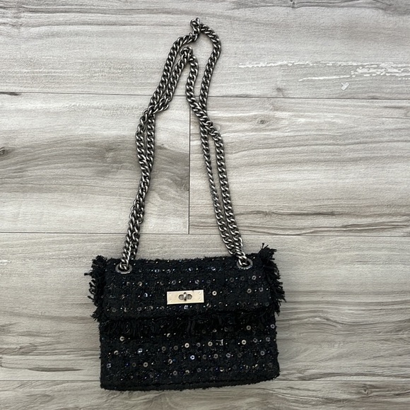 HP 🖤NWOT🖤Kurt Geiger London The Brixton Tweeds Bag Black - Picture 4 of 17